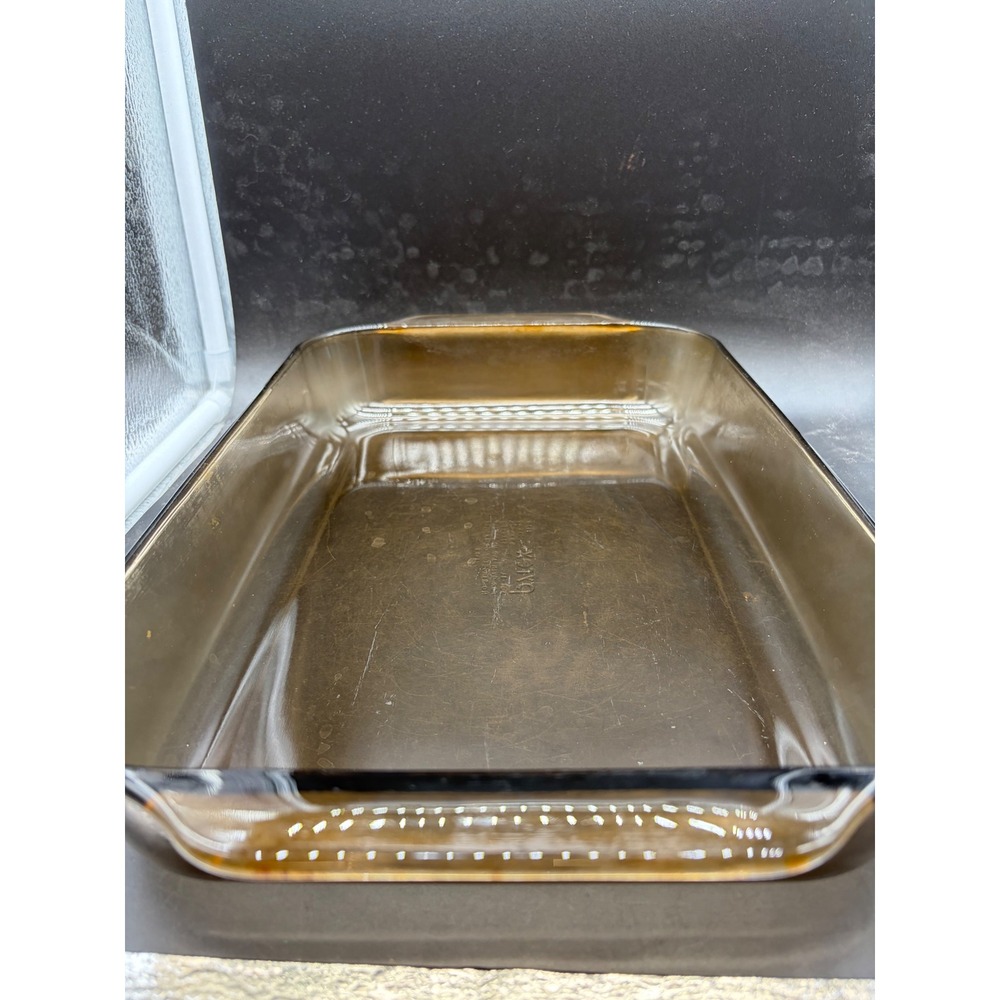 Vintage Pyrex Fireside Smoked Brown Glass 13x9 Rectangular Baking Dish 233-R 3QT